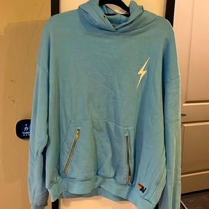 Aviator nation Sky Blu relaxed hoodie bolt stitch Size L